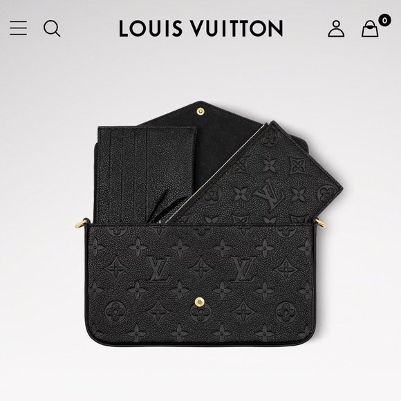 LOUIS VUITTON 
Empreinte Pochette Felicie Chain Black Bag and two inserts - Picture 1 of 6